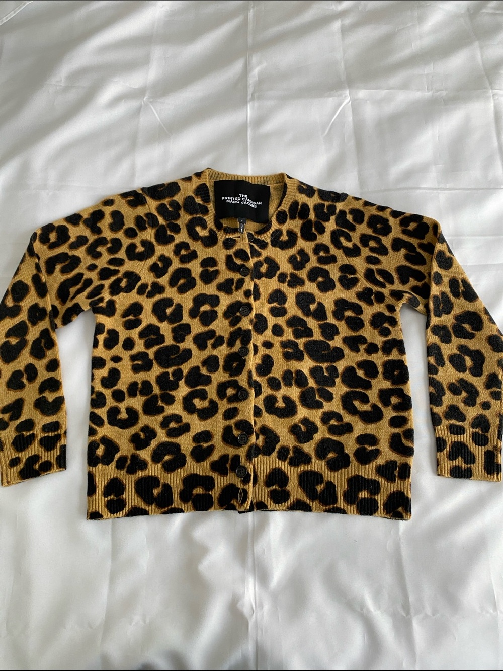 Marc Jacobs Womens Leopard Print Cardigan - Black and Tan